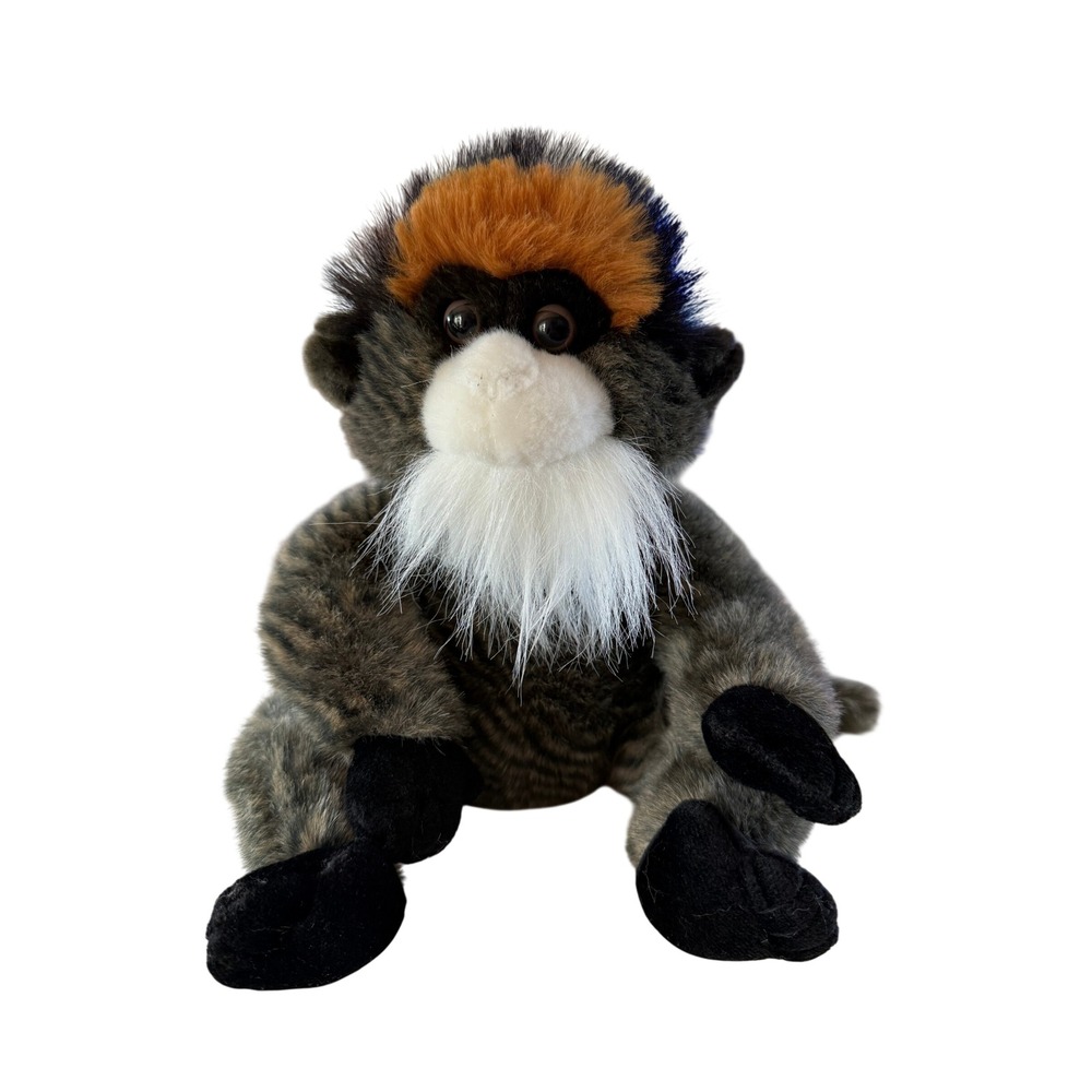 Aurora Emperor Tamarin Monkey Plush 9" Grey Brown Beard Stuffed Animal Realistic
